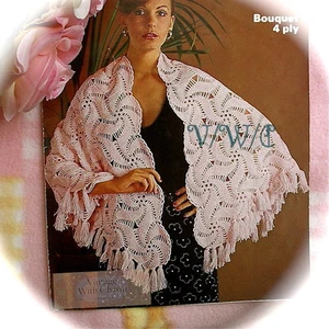 Vintage Crochet Pattern Lady's 'Abstract' Shawl 60x24in. Without Fringe - Picture 1 of 1