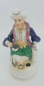 Staffordshire Inkwell Figure Of Gentleman Turk Turban Quill Holder Ca 1820s 6" - Picture 1 of 8