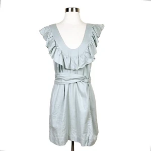 Neu mit Etikett Free People Llara Kleid Größe S aquablau Boho Rüschen gekreuzter Rücken Mini Taschen - Bild 1 von 16