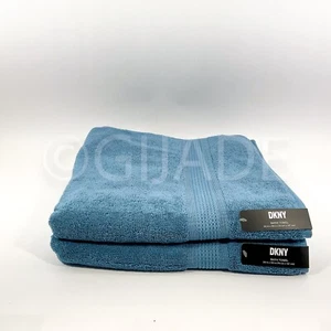 DKNY 100% Cotton 30 In x 58 In 2Pc BathTowels Blue New - Picture 1 of 6