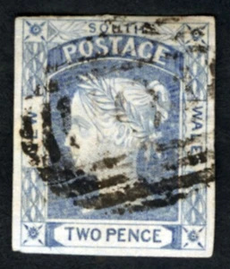 New South Wales 1851 Scott 11  2d Ultramarine  Queen Victoria Plate III  (B) - Picture 1 of 2