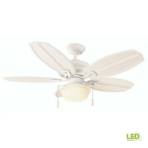 Hampton Bay 51469 Palm Beach III 48 LED In/Outdoor Matte White Ceiling Fan Light - Image 1 of 4