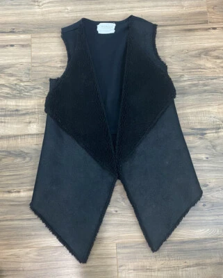 女士天鹅绒 Graham & Spencer 人造毛皮聚酯纤维夏尔巴内衬开放式背心,S — 第 1/4 张图片