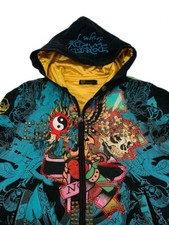 Ed Hardy Christian Audigier Jacket M Full Zip Hoodie Sweatshirt Embroidery