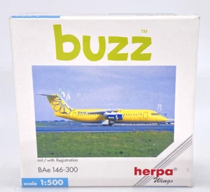 Herpa Wings 513005 Buzz Airlines BAe 146-300 - 1:500 Scale Diecast Model Air NOB - Picture 1 of 9
