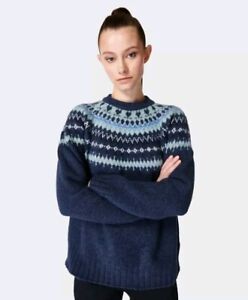 Sweaty Betty Fairisle Wool Mix Jumper SIZE MEDIUM Sweater Pullover Blue 