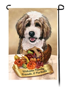 Thanksgiving Garden Flag - Sable and White Bernedoodle 234F - Picture 1 of 1