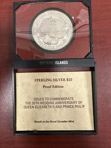 1972 Cayman Islands $25 Sterling Silver Specimen Coin (25th Wedding Anniversary) - Picture 1 of 4