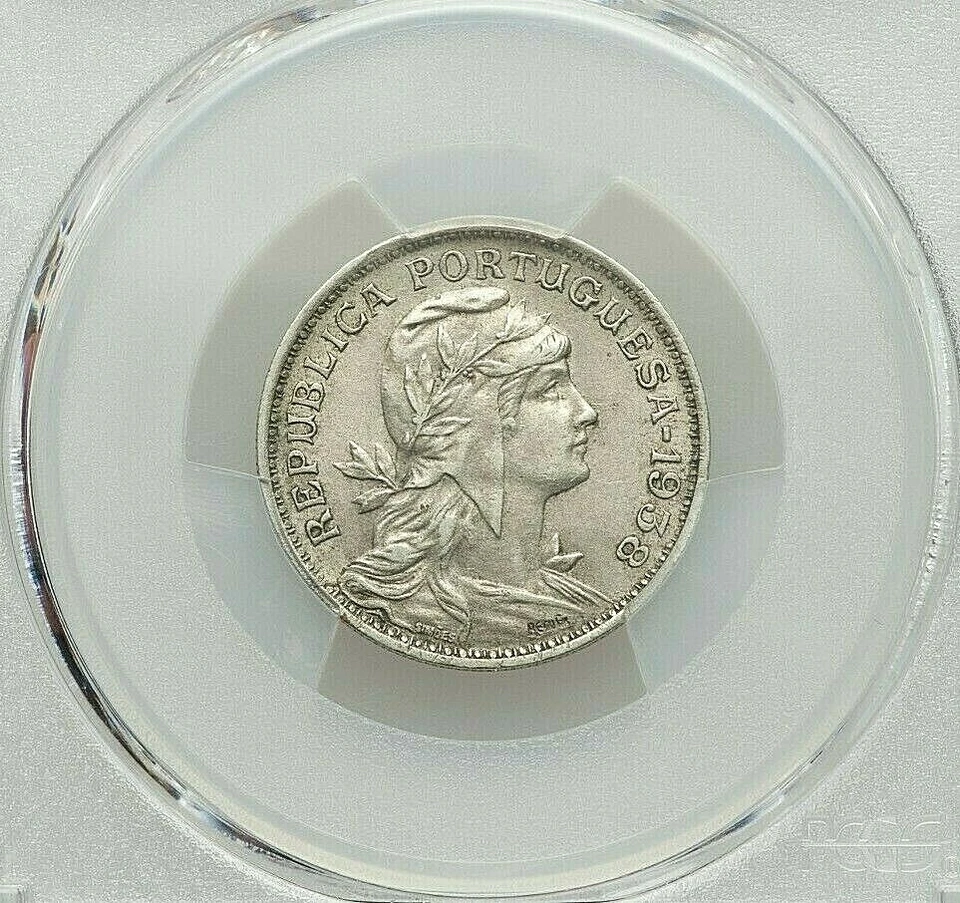 1938 PORTUGAL REPUBLIC COPPER-NICKEL 50 CENTAVOS PCGS AU-53 KM577 RARE KEY DATE - Image 1 of 4