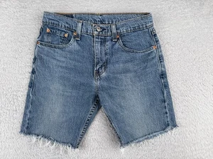Levis Shorts Women 30 Blue Denim Jean Cutoff 502 Cotton Blend Zip Fly Beach 29x8 - Picture 1 of 16