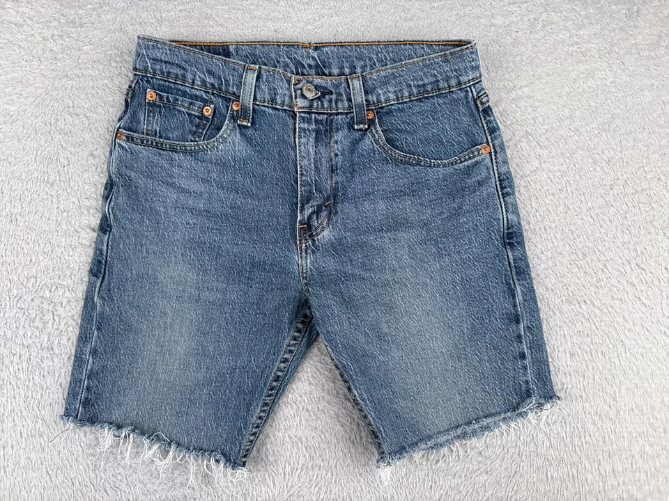 Pantalones Cortos Levis Mujer 30 Azul Denim Jean Corte 502 Mezcla Algodón Cremallera Mosca Playa 29x8 Foto 1 de 4