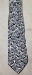 Bill Blass Silk Tie Baroque Floral Scroll Teal Gold Pattern 4” Wide Vintage USA - Picture 1 of 5