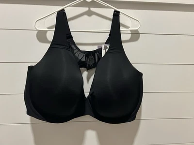 Catherines Intimates Black Nylon Bra Plunge 54 DDD NWT Foam Cups Underwire - Image 1 of 4