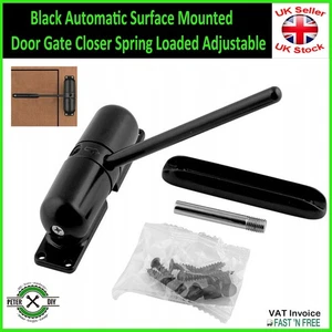 Black Automatic Surface Mounted Door Gate Closer Spring Loaded Adjustable - Picture 1 of 2