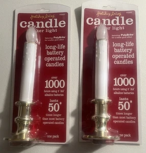 Holiday Living Flicker Light Candles Christmas Battery Operated Set Of 2 New - Picture 1 of 3