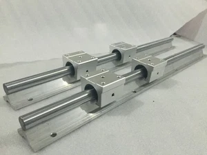 2 pcs SBR16-1000mm 16mm SUPPORTED LINEAR RAIL SHAFT+ 4 SBR16UU Rounter Bearing - Picture 1 of 4