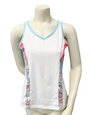 Regata feminina cauda tênis pickleball branca rosa azul racerback tamanho M elástica - Imagem 1 de 4