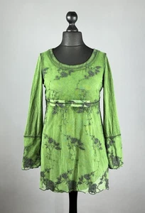 ELISA CAVALETTI CLUB Green Embroidered Floral Print Mesh Lined Top Size M - Picture 1 of 14