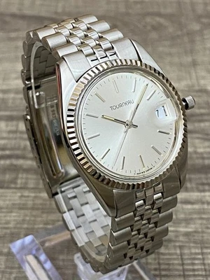 TOURNEAU Date-Just HOMENAJE 34mm Estuche de ostras Bisel ACANALADO Corona atornillada COMO NUEVO Foto 1 de 4