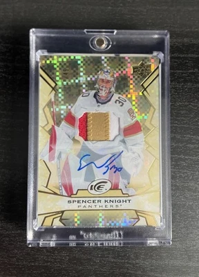 Spencer Knight 90 Gold 3-Color Patch Autograph /49 | 22/23 Upper Deck Ice Hockey - Image 1 of 2