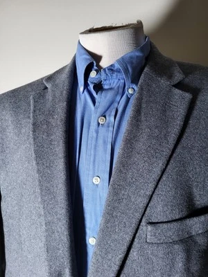 50R Ralph Lauren Black Label Cashmere Silk Wool Flannel Tweed Blazer Coat Jacket - Image 1 of 4