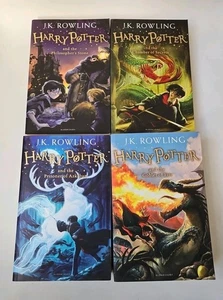 4 x Harry Potter p/bs Jonny Duddle covers PHILOSOPHERS, CHAMBER, AZKABAN,GOBLET - Picture 1 of 8