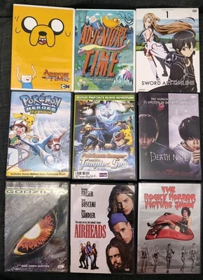 9 DVDs for $9 Anime Cartoons Live Action Adventure Time Pokémon Rocky Horror etc - Image 1 of 4