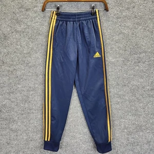 Adidas Pants Boy's Size 8 (Small) Navy Blue Gold Athletic Stripes Track Pants - Picture 1 of 10