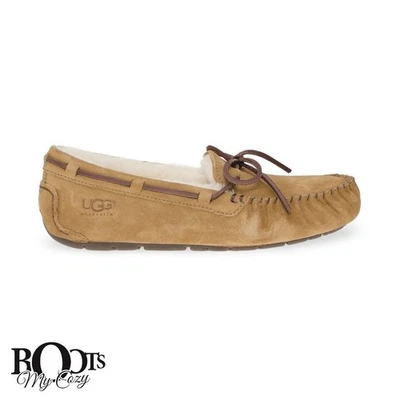 ZAPATOS DE MUJER UGG DAKOTA CASTAÑO GAMUZA PIEL DE OVEJA MOCASINES TALLA US 8/UK 6 NUEVOS Foto 1 de 4