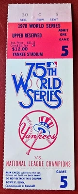 1978 World Series Game 5 Full Ticket – Yankees vs NL Champs – Yankee Stadium - Image 1 of 2
