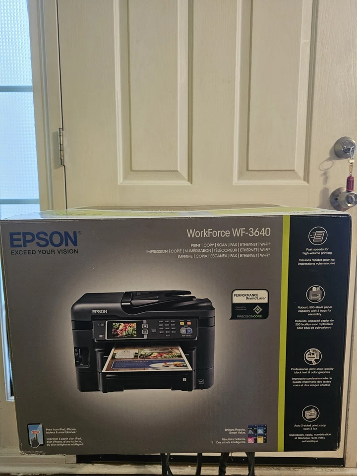 Impresora Epson WorkForce WF-3640, inalámbrica, todo en uno de inyección de tinta NUEVA en caja Foto 1 de 4