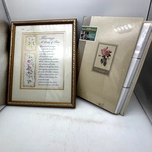 Hochzeit Gedicht Wandbild & 600er Fotoalbum Set Inspirierend Gerahmter Blumendruck - Bild 1 von 5