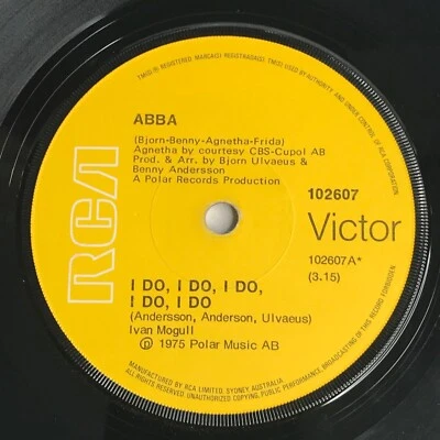 Abba ( I Do, I Do, I Do, I Do, I Do, ) ( Rock Me )  Vinyl 45 Single Record 1975 - Image 1 of 4