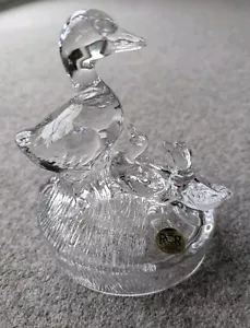 Royal Crystal Rock Glass Duck And Ducklings | Vintage Lead Crystal Ornament - Picture 1 of 8