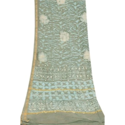 Sanskriti Vintage Long Dupatta/Stole Pure Cotton Blue Bagru Hand Block Printed - Imagem 1 de 4