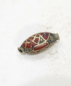 Beads Red Stone Middle Eastern Silver Triangle Beads 28mm