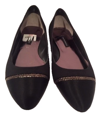 NUEVO SIN CAJA CAPARROS TALLA 7.5 Negro Grosgrain Adornado Joyas Ballet Plano #1006 Foto 1 de 4