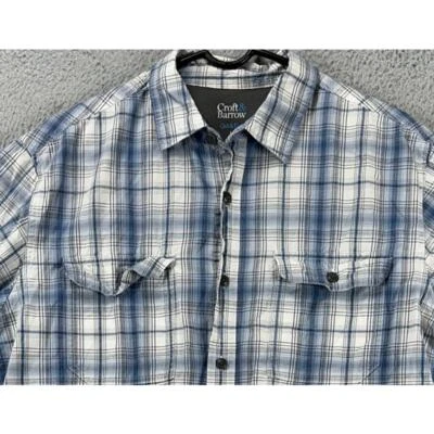 Croft Barrow Shirt Mens Large Quick Dry Blue Plaid Button Up Vented Flap Pockets - Image 1 of 4