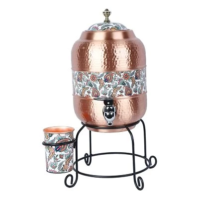 Handmade Copper Water Dispenser With Stand And Glass 5 Liter US - Image 1 of 4
