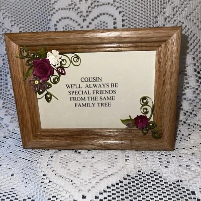 Arte de pared vintage de papel acolchado enmarcado primo marco de roble 6x4,5” hecho a mano 3 Foto 1 de 4