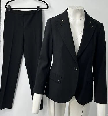 Traje Pantalón Escada ALTERED Para Mujer Negro Tachonado-Acento Mezcla Lana Talla 40/36 Foto 1 de 4