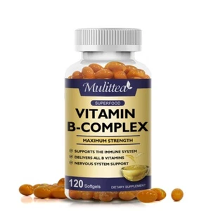 Vitamin B Complex 120 Capsules B1,B2,B3,B5,B6,B7,B9,B12, Immune Support Pills - Picture 1 of 9