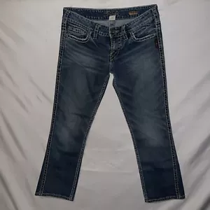 Silver Jeans Frances Capri Womens W29 Blue Medium Wash Stretch Denim Western - Picture 1 of 9