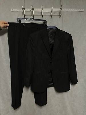 Calça Sean John Suit Masculina 40R Listrada Preta Academia 2B Etiqueta Roxa 35X31 Luxo - Imagem 1 de 4