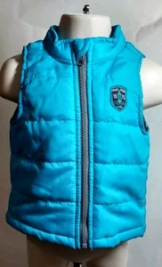 Healthtex Puffer Zip Vest Jacket Aqua Blue Sz 12M mos Gray Interior Boy or Girl - Picture 1 of 6