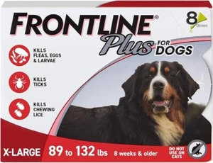 frontline plus for dogs ,kills fleas, flea eggs, larvae, ticks, and chewing lice - Picture 1 of 1
