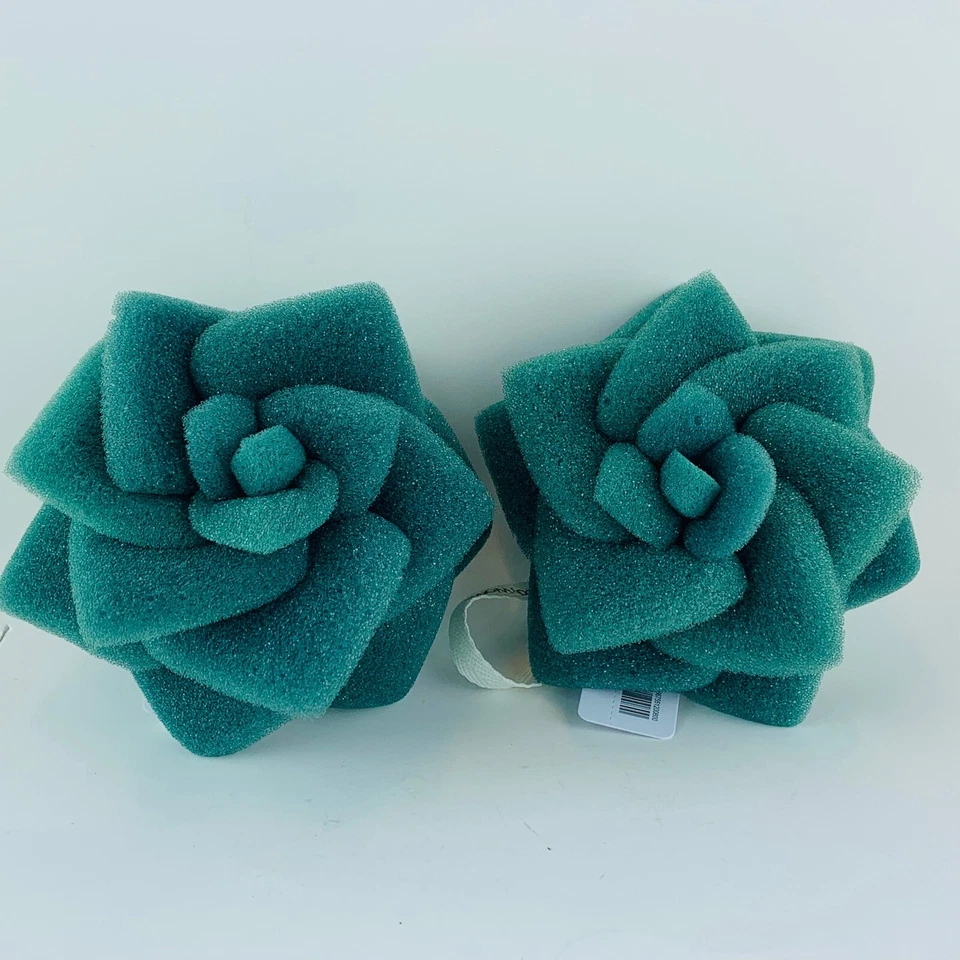 Bath & Body Works Purple Circulant Flower Shower Sponge White Strap Fluffy