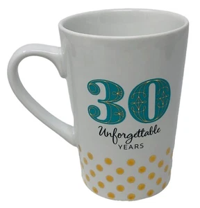 Taza de cerámica Hallmark café té cumpleaños 30 años inolvidables puntos dorados - Imagen 1 de 4