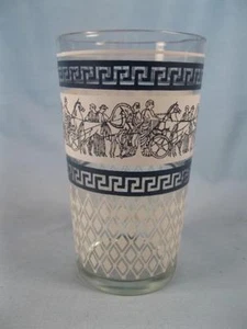 Patrician 12 oz Tumbler Jeannette Glass Glassware Chariots Horses Soldiers (O) - Picture 1 of 3