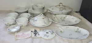 27pc Haviland Limoges France Porcelain Lilac Flowers Dinnerware Cup Bowl Butter+ - Picture 1 of 17